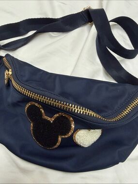Stoney Clover Lane Navy Blue Crossbody Belt Bag with Gold Trim